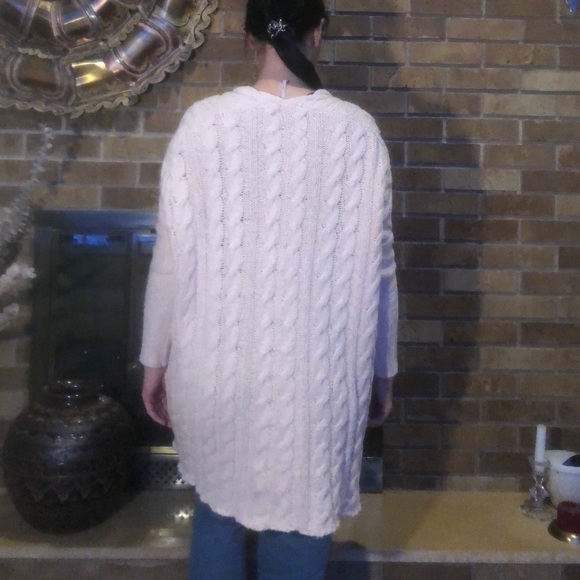 FREE PEOPLE PINK CABLE KNIT SWEATER - Picture 4 of 8